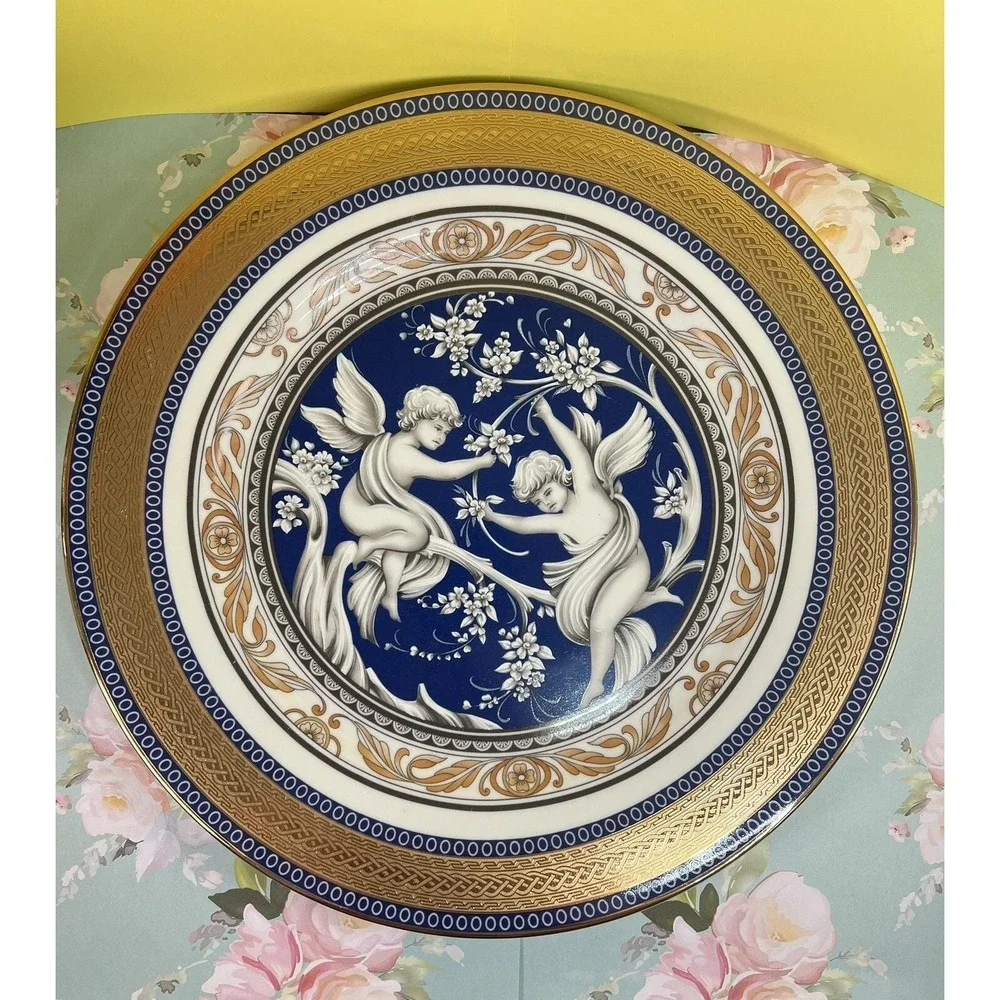 Fine Italian Design China plate, angels gold and blue design, so elegant plate! - Picture 3 of 13